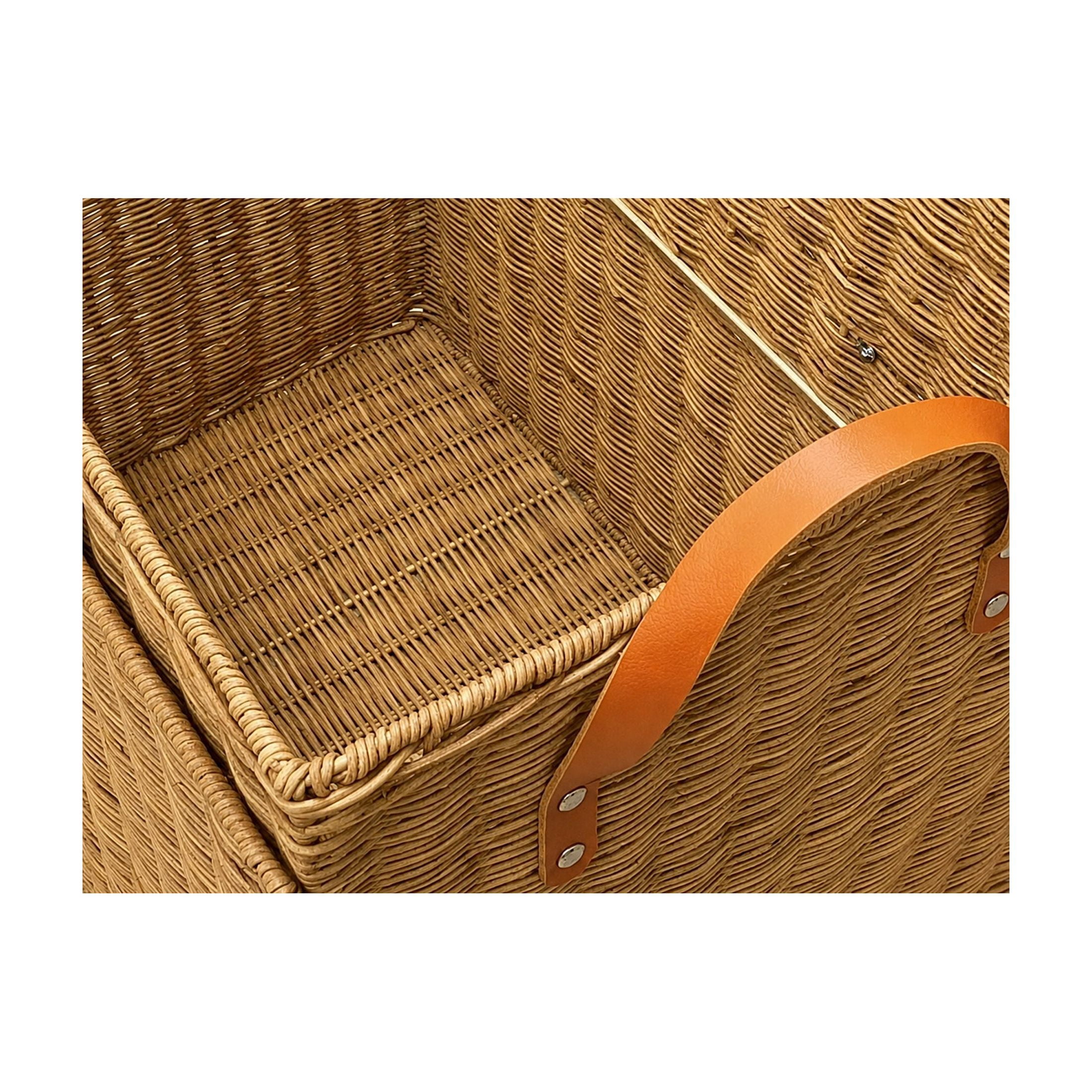 DecMode 20" x 21" Brown Rattan Handmade Woven Storage Basket with Leather Handles, 1-Piece