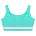 thumbnail image 6 of Raenseen Kids Girls Sleeveless Dance Crop Top Sports Bra Athletic Ballet Gymnastics T-Shirt Blue Green 14, 6 of 9