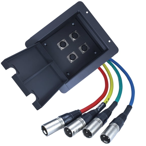 Scène Audio Professionnelle Encastrée dans une Boîte de Poche au Sol Noire avec Connexions Précâblées (4-XLR Femelle)