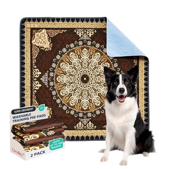 Paquete de 2 almohadillas lavables para orinar perros, 122 x 122 cm, reutilizables, de Qeils