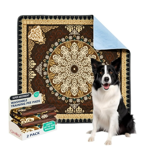 Paquete de 2 almohadillas lavables para orinar perros, 122 x 122 cm, reutilizables, de Qeils