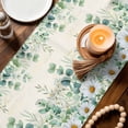 thumbnail image 3 of Green Eucalyptus Leaves Table Runner - 72 Inch Long Daisy Summer Botanical Farmhouse Cotton and Linen Blended Dress Scarves Farmhouse Table Runner for Kitchen Dining, Coffee Table, 13" x 72", 3 of 8