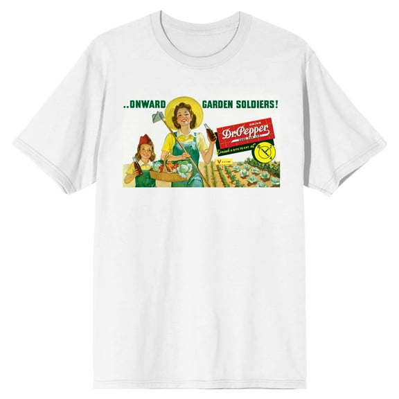 Dr Pepper Onward Garden Soldiers Vintage Ad Men's White T-shirt-Medium