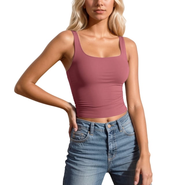 Gpoecd Débardeurs à Col Rond pour Femmes, Camisole Sans Manches à Bretelles, Ajustée, Extensible, Basique pour Superposition, sous-Vêtement, Haut d'Été Décontracté, Camisole pour Femmes 02_Brick Red,TG