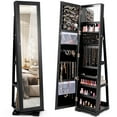 thumbnail image 1 of Costway 360° Rotatable Jewelry Cabinet Armoire 2-in-1 Lockable Mirrored Black, 1 of 9