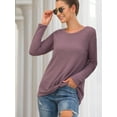 thumbnail image 4 of AXSAY Womens portability Casual Blouse Loose Long Sleeve Twist Knot T Shirts Round neck Knit Tops (M, Mauve Red), 4 of 7