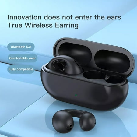 xgfhyjeh Wireless Bluetooth Clip On Earbuds Waterproof Noise Cancelling Ear Buds with Charging Case Cheap Small Mini Status Audio True Headphones for Gaming Sport Sleeping