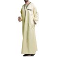 thumbnail image 4 of Birdeem Robe Musulmane pour Homme Robe Arabe Mi-Longue Motif Broderie Manches Longues Col Montant Poche Longue Chemise Mode Décontractée Robe, 4 of 7