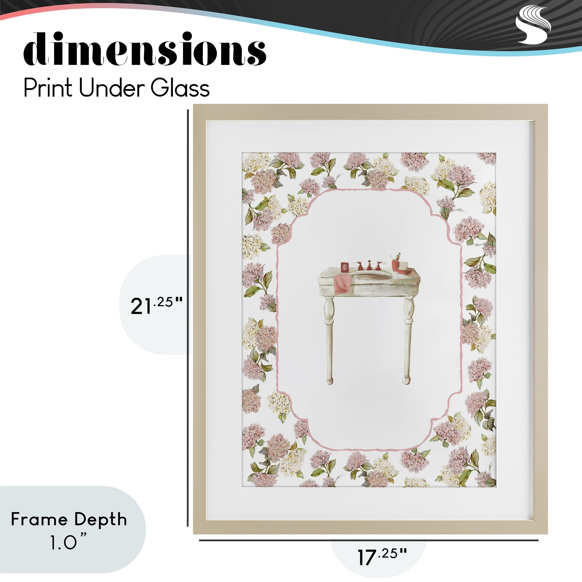 Stupell Industries Elegant Hydrangeas Vanity Birch Framed Print Under Glass, design by Carol Robinson
