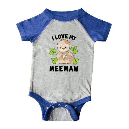 

Inktastic Cute Sloth I Love My Meemaw with Green Leaves Gift Baby Boy or Baby Girl Bodysuit