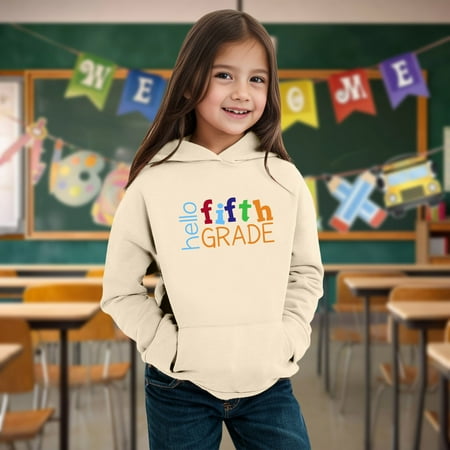 

WERYOUNG Kids Boys Girls Autumn Winter School Season Fifth Grade Hoodie Sweatshirt Letter Printed Long Sleeve Warm Comfortable Tops Child Toddler Trendy Dailywear