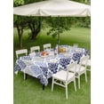 thumbnail image 4 of Outdoor Tablecloth with Umbrella Hole for Patio/Picnic/Party/Camping, Blue Boho Flowers Waterproof Table Cloth Rectangle Table Cover Washable, Modern Luxurious Ombre Geometric Floral (52"x 70"), 4 of 8