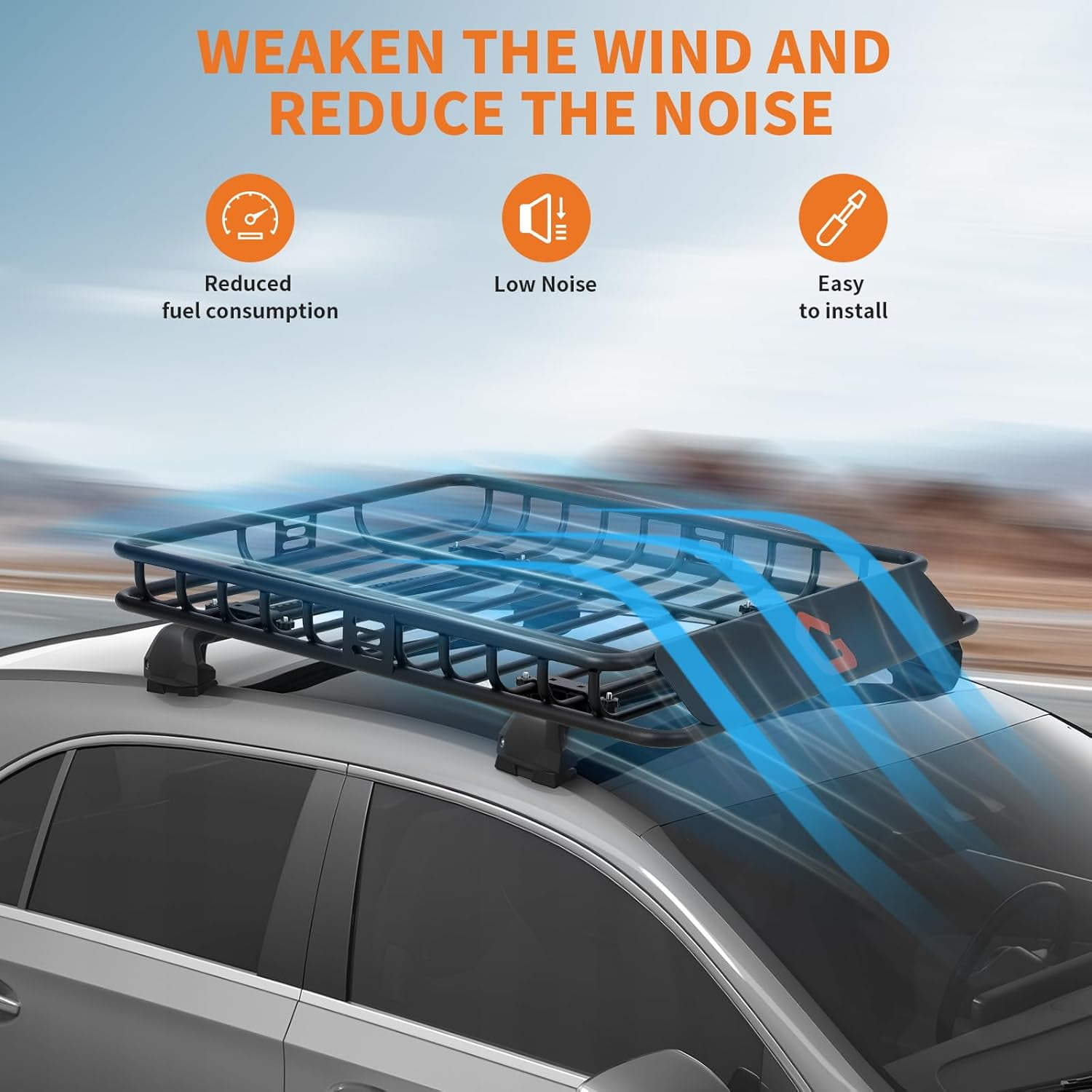 Acekid 46"x36" Roof Rack,Heavy Duty Car Rooftop Cargo Carrier Basket with Cargo Net,Luggage Holder with Extension for Universal,Pick Up Trucks,200lbs Capacity
