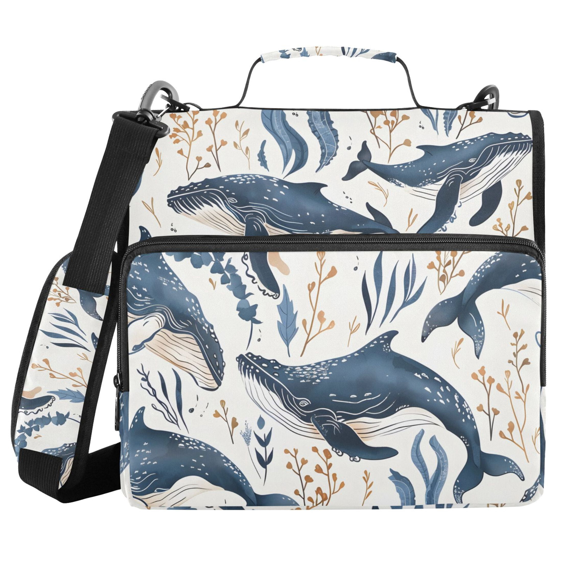 ALAZA Zipper Binder Whales Underwater 3 Ring Trapper Keeper File Folder Organizer Bag