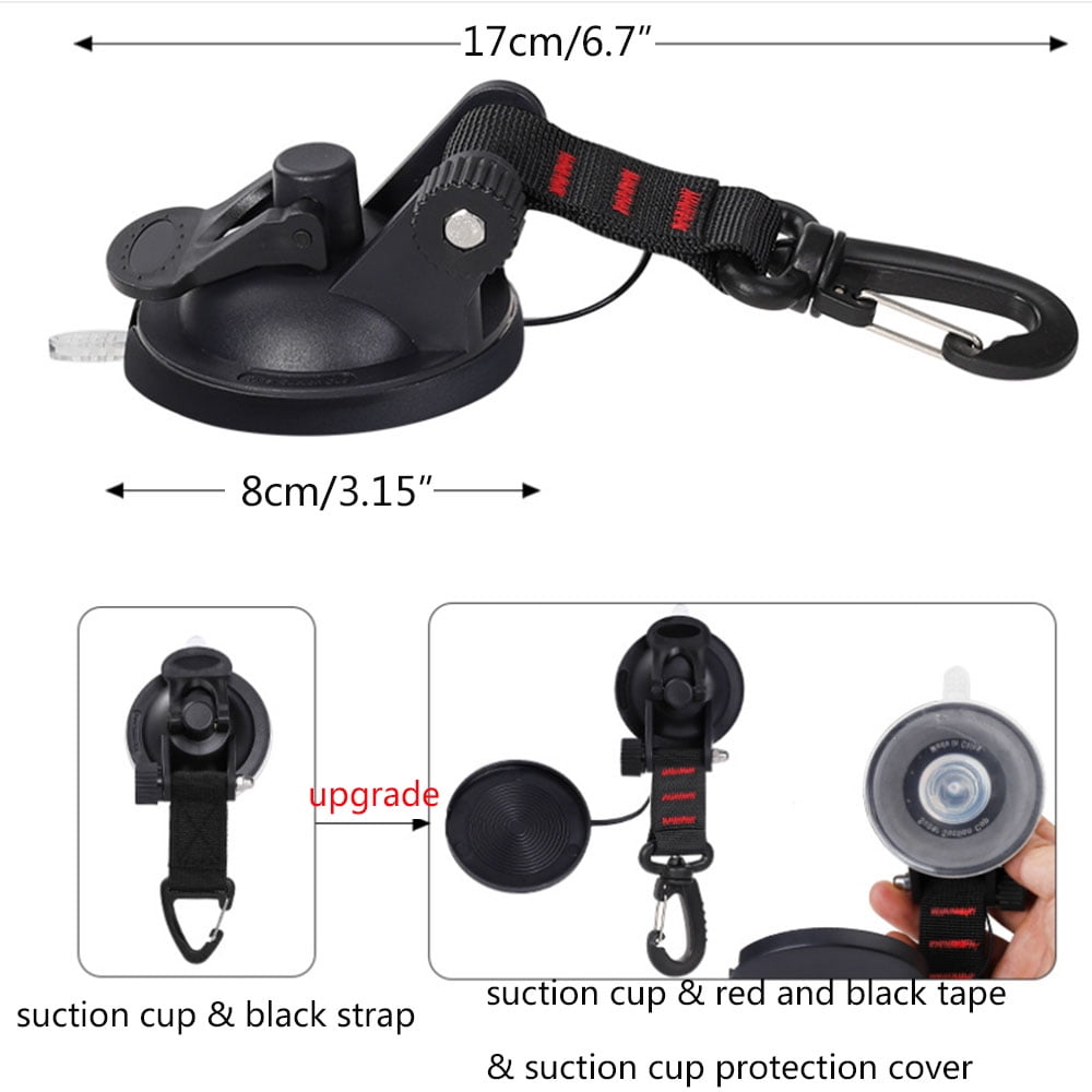 Suction Cup Attachment with D Ring,2/4pcs Heavy Duty Suction Cup Anchor for Camping Car Van Truck Boat and Home 2, Black 