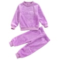 thumbnail image 1 of Xingqing 2PCS Toddler Infant Baby Kids Girls Flannel Solid Color Heart Pattern O-Neck T-Shirt Long Pants, 1 of 7