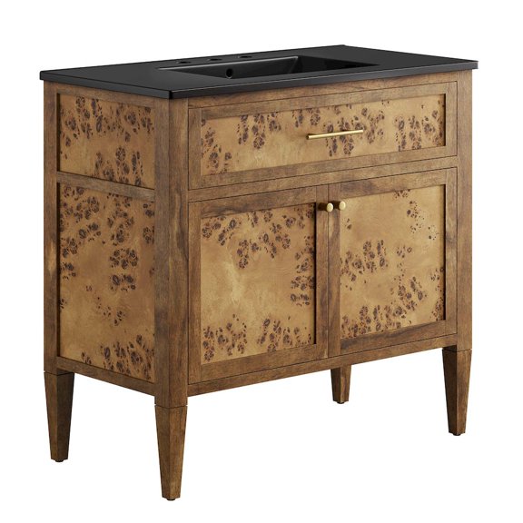Modway Elysian 36" Wood Bathroom Vanity in Black Brown