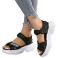 thumbnail image 2 of Sandals Women Comfortable Striped Pattern Hook And Loop Fastener Sport Sandals Polyester Ankle Strap Sporty Sandals, 2 of 6