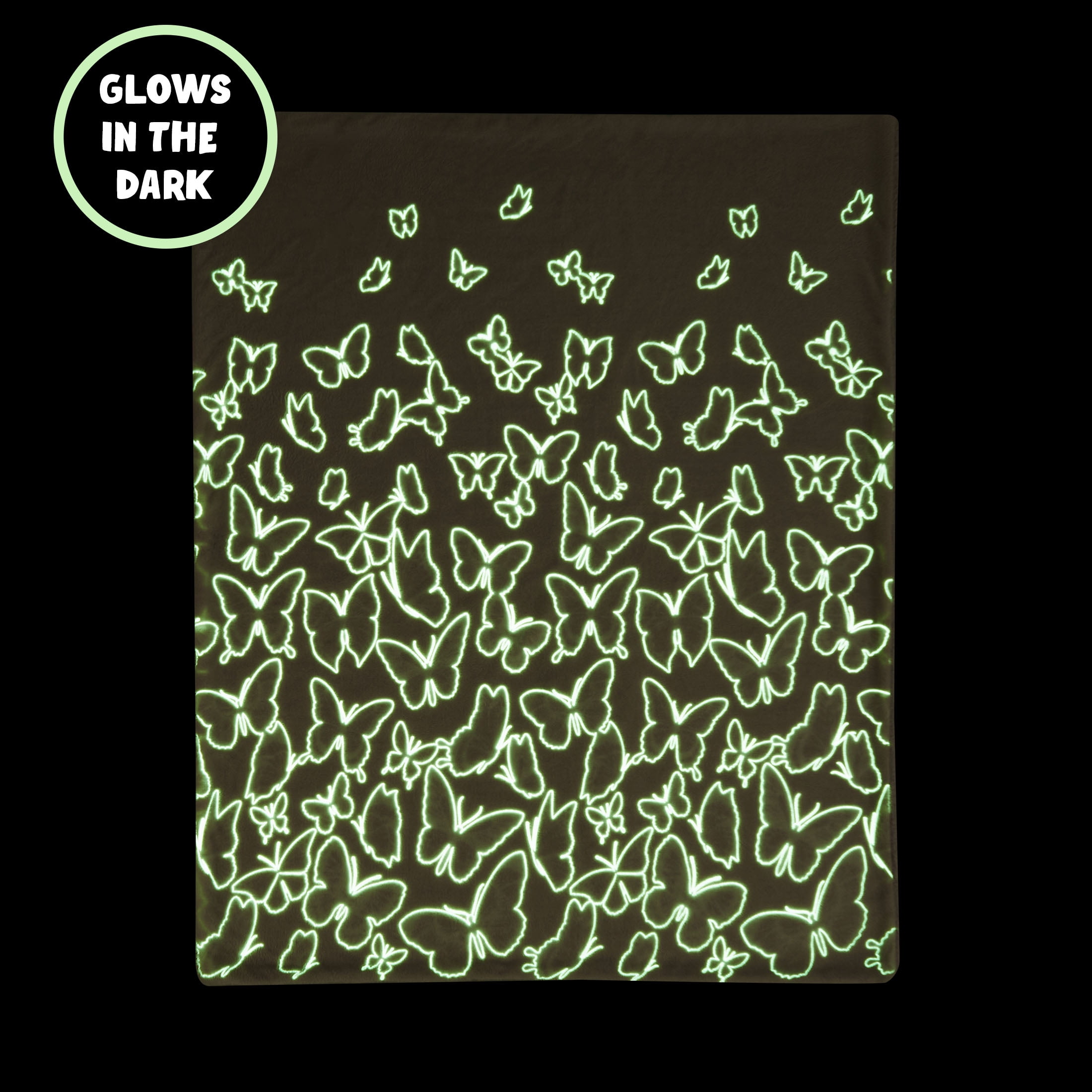 Your Zone, Glow in the Dark Butterfly Sherpa Throw, Pink, Size 50"x 60", Machine Wash, 1 Piece