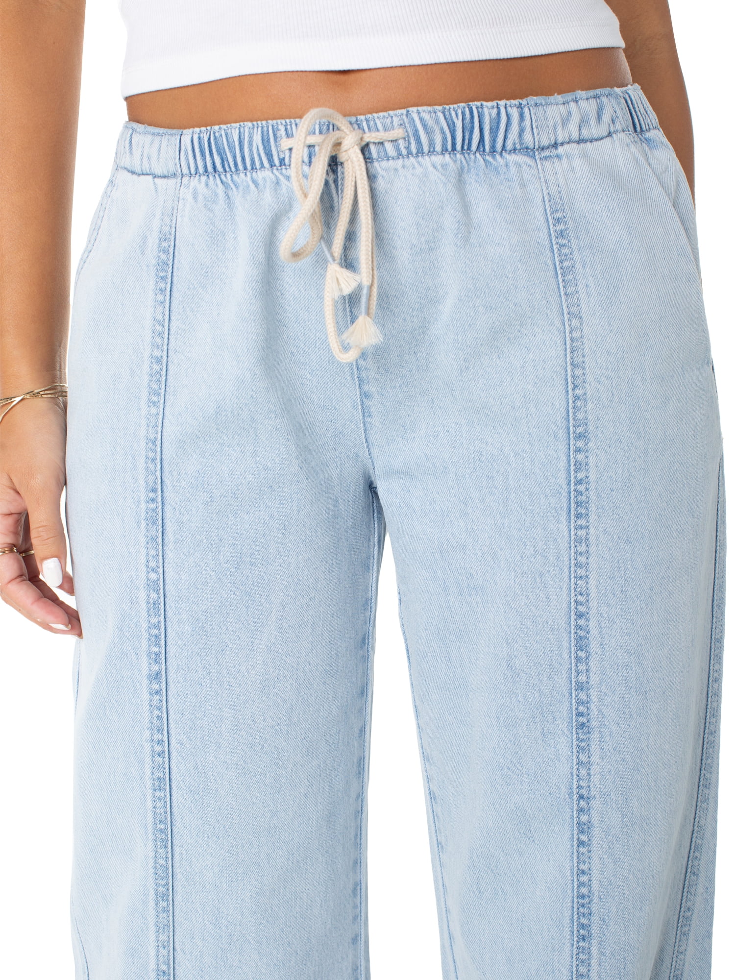 Celebrity Pink Women's and Women's Plus Drapey Wide Leg Jeans, Sizes XS-4X