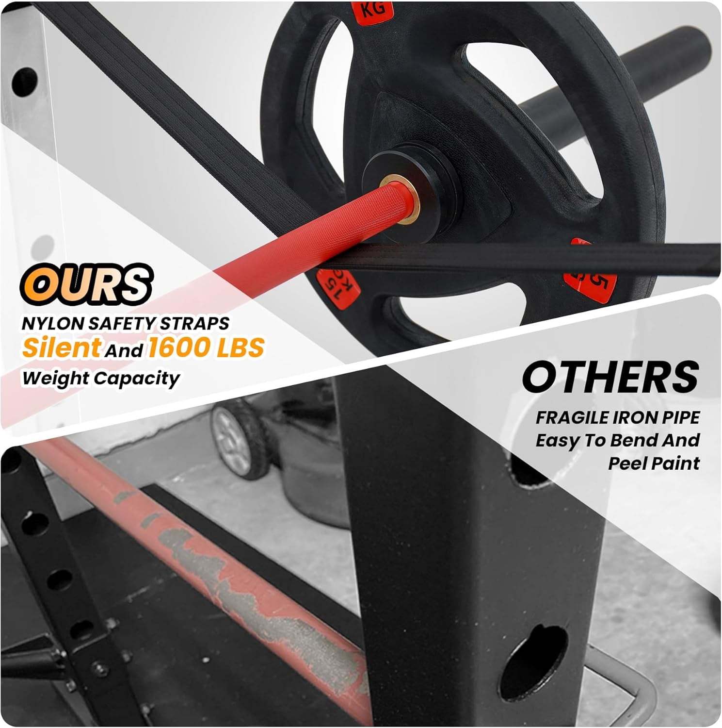 Hetoy 1600 Lbs Power Rack for Home Gym Squat Rack with Cable Pulley System & LAT Pull Down Workout Cage Strength Training Weight Cage with Dip Bar & J Hooks for Multiple Exercises,White