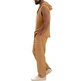 thumbnail image 5 of HBGVBA 2 Piece Fashion Outfit for Men Sleeveless Button Hoodie with Drawcord Elastic Waist Pocket Pants Set, 5 of 5