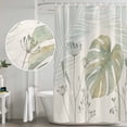 thumbnail image 5 of Summer Palm Leaves Shower Curtain, Waterproof Shower Curtains for Bathroom, Green Botanical Tropical Plant Washable Fabric Bathtub Curtain Set Bath Decor with 12 Hooks Extra Long 72"x96", 5 of 8