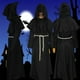 thumbnail image 3 of Disfraz de monjes medievales de Halloween, conjunto de disfraces de cosplay de mago de fraile clásico, talla XXL (negro), 3 of 5