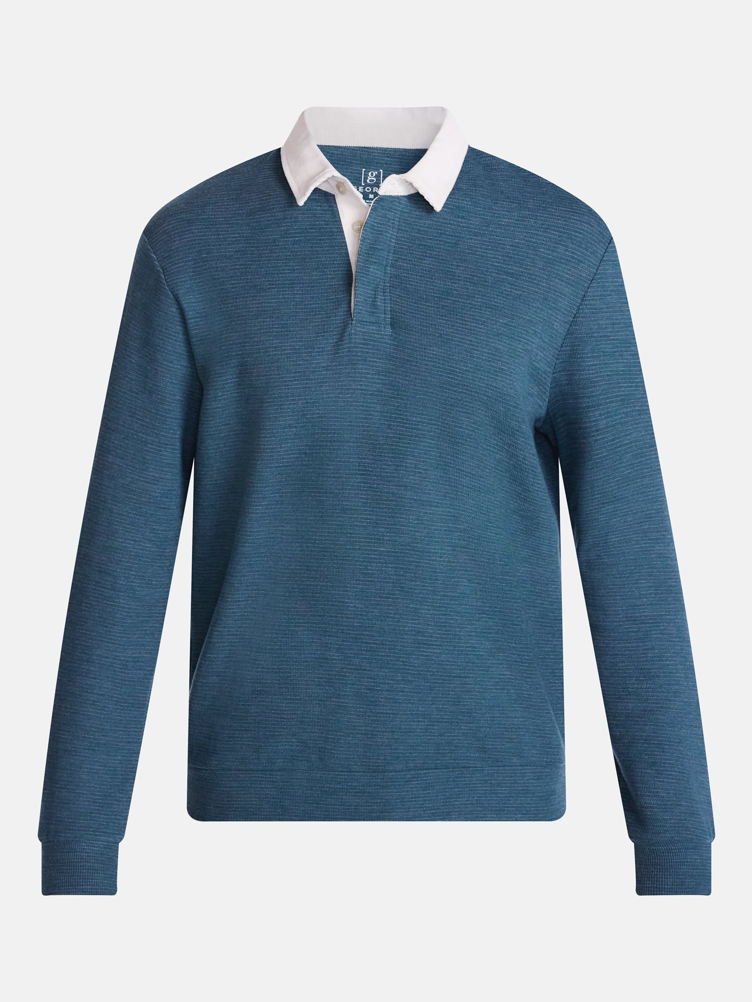 George Men's and Big Men's Rugby Shirt with Long Sleeve, Size S-3XL