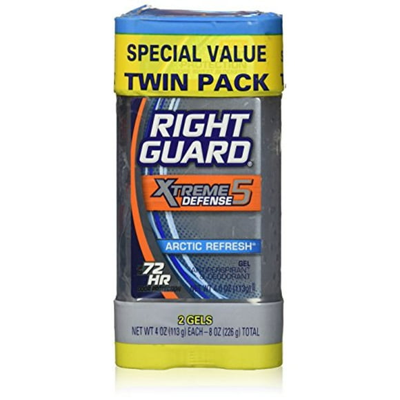 Right Guard Total Defense 5 - Gel Anti-Transpirant et Déodorant Twin Pack (2) 4 Oz. - Parfum Rafraîchissant Arctique