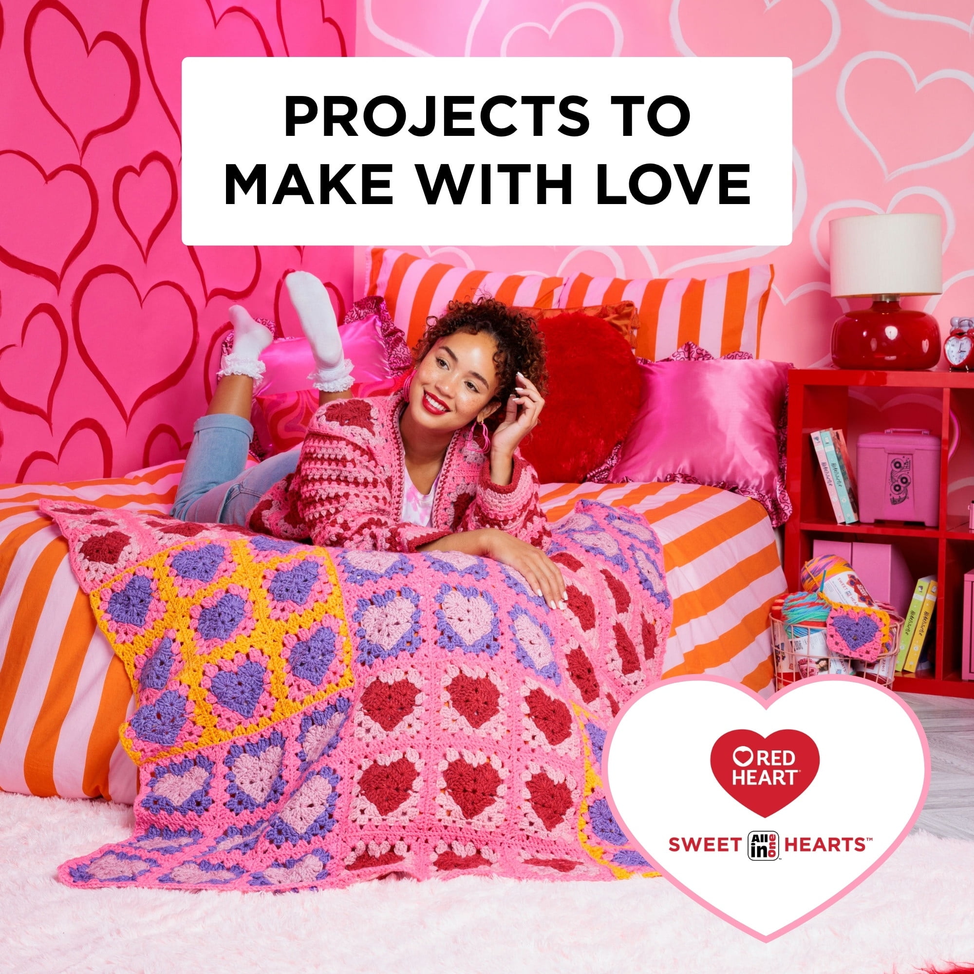 Red Heart® AIO Sweet Hearts™ #4 Worsted (Medium) Acrylic Yarn, Bravery 8.8oz/250g 440 Yards