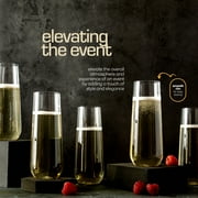 DECADORN 24 Pack Stemless Plastic Champagne Flutes Disposable Clear 9 oz, Shatterproof BPA-Free, Reusable Made In USA.
