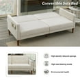 thumbnail image 6 of Convertible Folding Futon Sofa Bed Velvet Upholstered Adjustable Backrest Loveseat Sofa Couch Elegant Sleeper Sofa for Small Space Compact Room Bedroom Living Room, Beige, 6 of 7