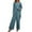 Blue, variant on Women's 2 Piece Outfits - Asymmetrical Hem Long Sleeve Tops & Wide Leg Pants - Loose Solid Set for Fall Winter - Comfortable Trendy Style