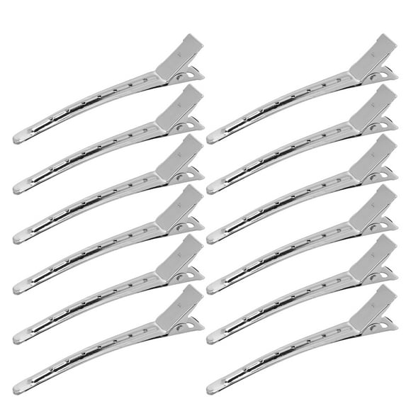 12 pinzas de pico de pato profesionales de acero inoxidable para peluquería doméstica, pinzas portátiles para seccionar el cabello, herramienta de peinado