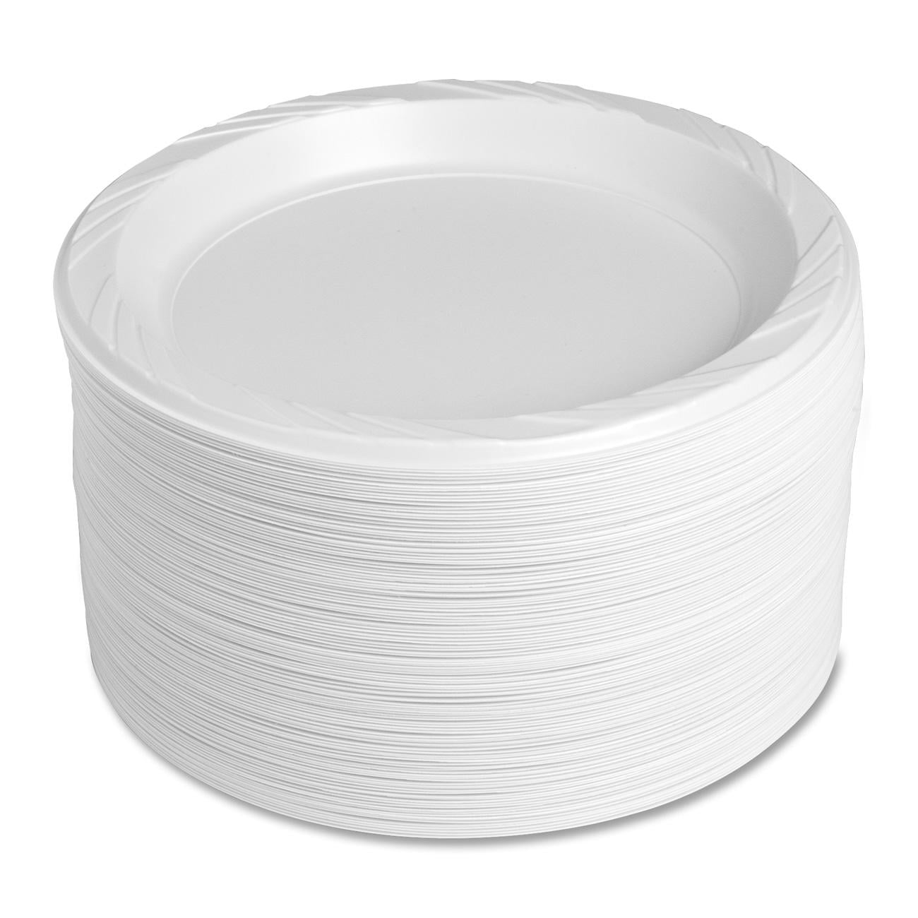 Genuine Joe Reusable Plastic Plates, White, 9\ Genuine Joe Reusable Plastic Plates, White, 9\
