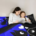 thumbnail image 5 of jejeloiu Romantic Valentine'S Day Bedding Comforter Set,Cute Cat Kitten Twin Comforter Sets,Deepblue Black Bedding Set For Girls,Ultra Soft Home Decor Reversible,2pcs, 5 of 8