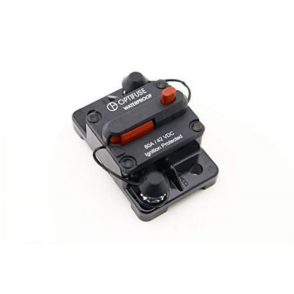 153060 | Optifuse Automotive Circuit Breaker | 58 VDC High Amp | 60A | Type III | Manual Reset | Surface Mount | Bussmann Cross: 185060F-011 - 153060
