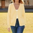 thumbnail image 2 of Fiaer Lightweight Cardigan Sweaters for Women V-Neck Casual Long Sleeve Pocket Tops for Daily Yellow S, 2 of 6