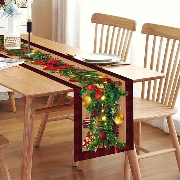 Dvkptbk Polyester Tables Runner Christmas Table Runner for Kitchen Decoration Dinner Christmas Holiday Birthday Party Table Home Decoration Home Decor Christmas Decorations