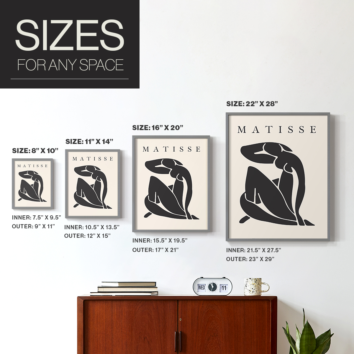 Matisse CCCLXXVI in Gray Solid Wood 22 x 28 Framed Print