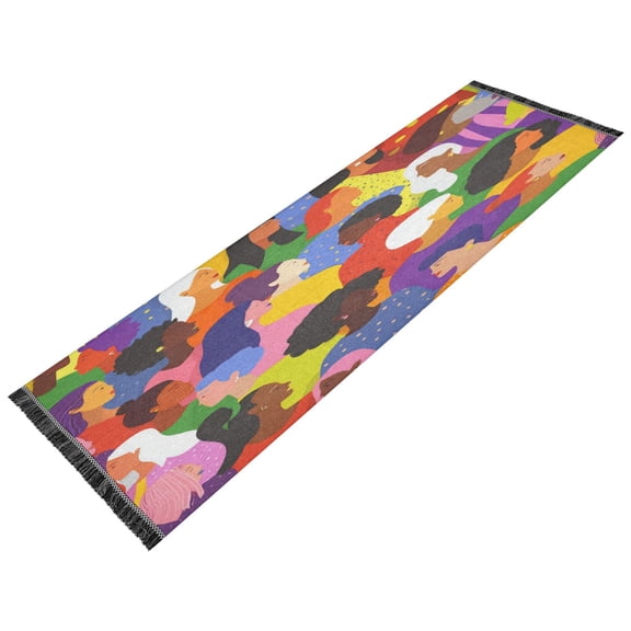 Vintage Modern Runner Rug,Non Slip Machine Washable 72"x23.5" Polyester Material Pet-Friendly Durable,Applicable to Entryway Rug Living Room Rug Social Diversity