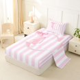 thumbnail image 2 of Manfei Pink Alphabet Print C Twin Sheets,Minimalist Geometric Striped Bedding,3pcs,1 Flat Sheet,1 Fitted Sheet and 1 Pillowcase, 2 of 6