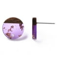 thumbnail image 2 of E872 - 10 pcs. 304 Stainless Steel Earring Posts Studs Settings Cabochons Tacks - 14mm - Wood and Resin - Brown and Purple - Gold Foil, 2 of 4