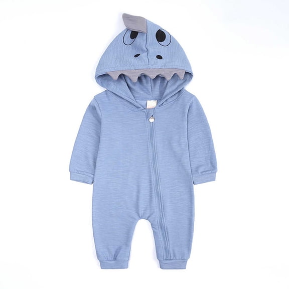 Odeerbi Baby Bodysuit Toddler Boys Girls Clothes Newborn Spring Autumn Clothes Comfortable Solid Color Round-neck Rompers Blue