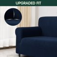 thumbnail image 3 of CHUN YI 1-Piece Checks Stretch Sofa Cover Slipcover Couch Cover, Chair, Dark Blue, 3 of 6