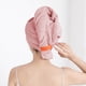 thumbnail image 5 of Toalla Absorbente para Secar el Cabello de Felpa, Envoltura de Microfibra, Turbante de Secado Rápido con Cierre de Botón, 50 x 75 cm para Uso en el Baño, 5 of 6