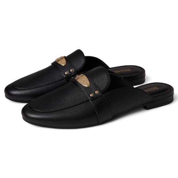 Michael Kors Women's Plate Leather Mule, Black, 6 M