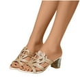 thumbnail image 4 of Anuirheih Clearance Slip on Sandals Women,Women's Comfortable Shoes Metal Sandals Flat Bottom Beaded Fashion Slippers(Gold), 4 of 4