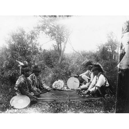 Ojibwa Game C1910 Nfour Ojibwa Native American Men Playing A Moccasin Game In Which Participants Guess The Location Of A Marked Bullet On The White Earth Reservation In Northern Minnesota Photographed